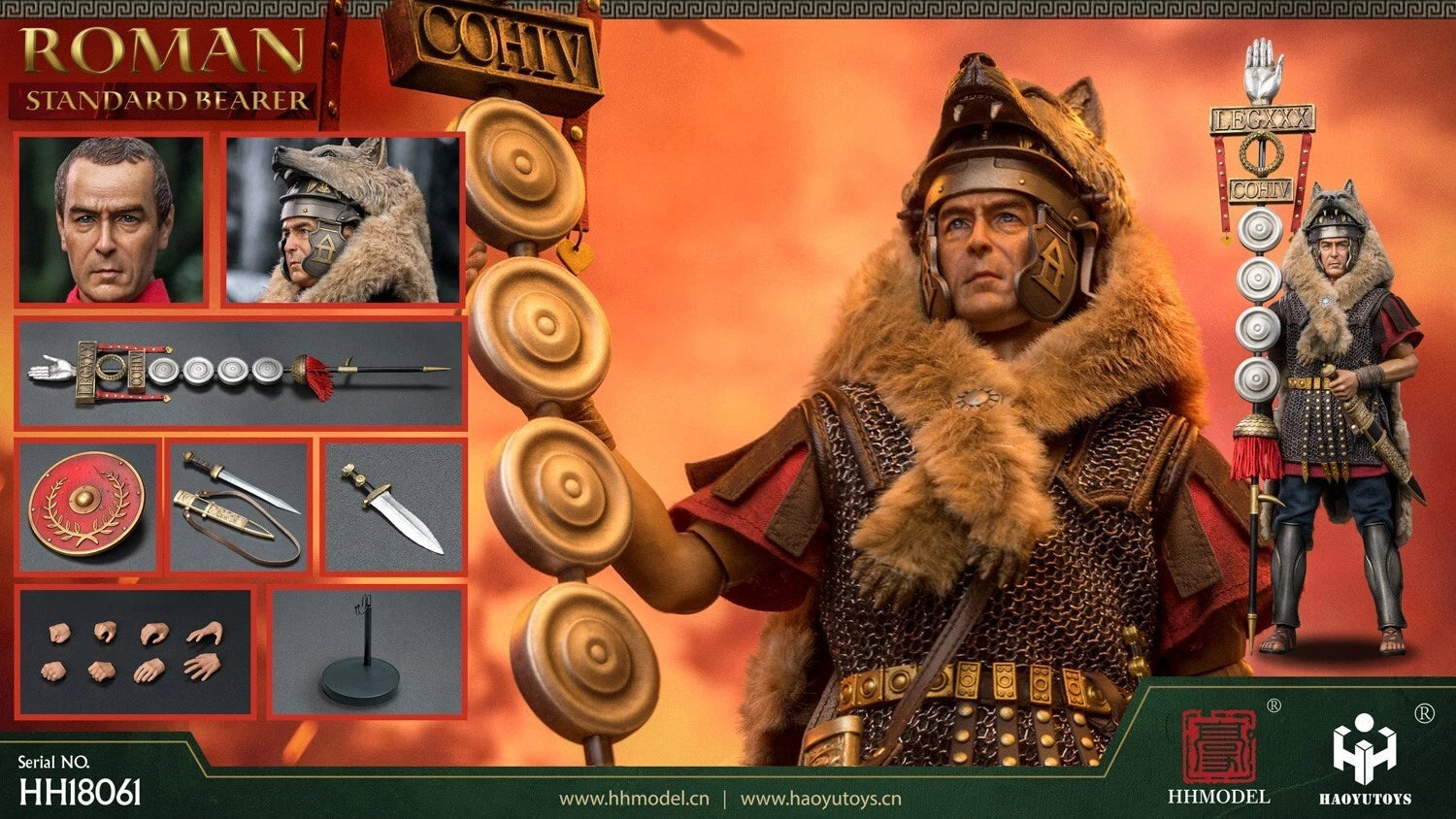 HAOYUTOYS HH18061 1/6 Imperial Legion Rome Flagman Armor Soldier Action Figures 07FC0E-D4 - KOEEK