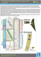 AM-WORKS LW35065 1/35 WWII U.S. ARMY Insignia Set (Decals) AM-WORKS - KOEEK