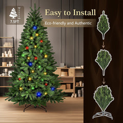 7.5FT Christmas Tree Artificial Decor Tree w/ LED Light Xmas Holiday Decoration 07FC0E-D4 - KOEEK