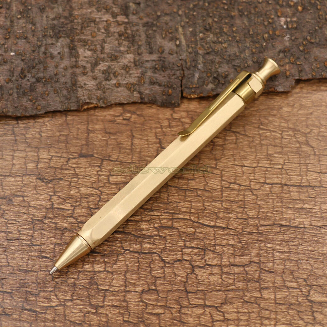 Hot EDC Handmade Brass Spring Retro Brass Pocket Pen Ball Point Pen P-22TP HANDMADE - KOEEK