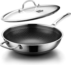 Frying pan, 12-inch frying pan with lid, PFOA-free cookware that 07FC0E-D4 - KOEEK