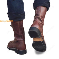 M1942 WWII US Army 101/82 Cos Shoes Long Boots Cowhide Boots Retro Hiking Boots 07FC0E-D4 - KOEEK