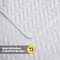 White Quilt Set King Size,Lightweight Bedspread Ultrasonic Chevron Pattern Light 07FC0E-D4 - KOEEK