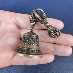 Tibetan Brass Small Vajra Pestle Vajra Bell Size As Shown Weighs about 38 Grams 07FC0E-D4 - KOEEK
