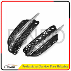 Pair of Front Bumper Grille w/ DRL LED Fog Light Lamp Kit for Benz W221 2010-12 07FC0E-D4 - KOEEK