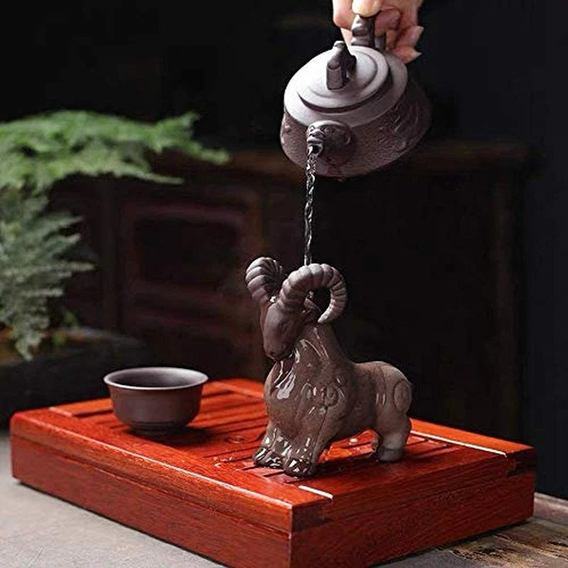 Purple Clay Goat Tea Pet Ornaments Ceramic Animal Figurine Tea Tray Accessories 07FC0E-D4 - KOEEK