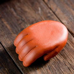 8.5cm Purple Clay Handcarved Toad Buddha Hand Tea Pet Absorbing Wealth Ornament 07FC0E-D4 - KOEEK