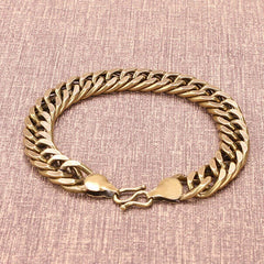 Solid Brass Handmade Vintage Bracelet Men's Bracelet Curb Flat Chain Length 24cm 07FC0E-D4 - KOEEK