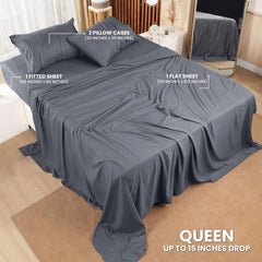 Queen Bed Sheets Set - 4 Piece Bedding - Brushed Microfiber - Shrinkage and Fade 07FC0E-D4 - KOEEK