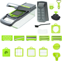 Vegetable chopper set, stainless steel blades, with vegetable pusher 07FC0E-D4 - KOEEK