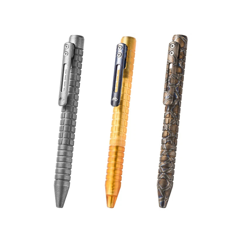 Titanium PEI Ballpoint Pen Bolt Action Signature Writing Pocket Pen 5pcs Refills 07FC0E-D4 - KOEEK