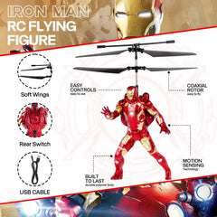 Marvel Avengers Iron Man RC Helicopter with LED Lights and Gyro Stabilizer MARVEL - KOEEK