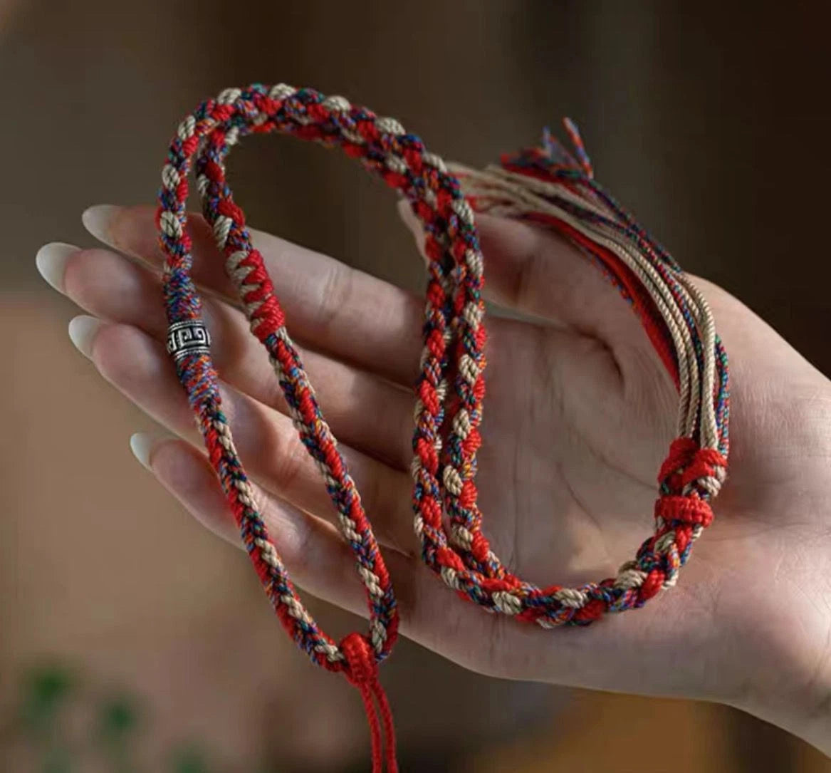 Tibetan Handmade Necklace Cord Silver Plated Resin Buddha Thangka Pendant Rope 07FC0E-D4 - KOEEK