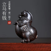 Blessing Ornament for The Year of Horse - Black Walnut Wood “马上有钱” 07FC0E-D4 - KOEEK