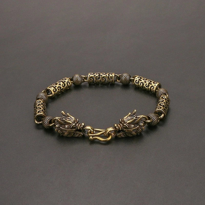 Vintage Brass Bracelet Men Women Simple Cloud Zodiac Dragon Copper Chain Gift 07FC0E-D4 - KOEEK