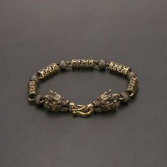Vintage Brass Bracelet Men Women Simple Cloud Zodiac Dragon Copper Chain Gift 07FC0E-D4 - KOEEK