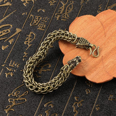 Brass Bracelet Mens Fashion Metal Jewelry Vintage Handcrafted Male Bead Chain 07FC0E-D4 - KOEEK