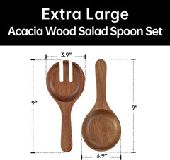 Extra Large Glass Salad Bowl Set - Party Salad Bowls with Acacia Wood Base 07FC0E-D4 - KOEEK