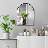 10x13 inch Black Small Arched Wall Mirror Space-Saving Design Bathroom Vanity 07FC0E-D4 - KOEEK