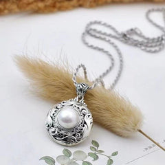 Rattan Pattern Hollow Openable Box Pendant Inlaid Vintage Necklace 07FC0E-D4 - KOEEK
