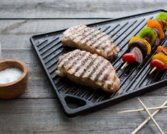 Cast Iron Rectangular Reversible Grill/Griddle, 9.5-Inch x 16.75-Inch, Black 07FC0E-D4 - KOEEK