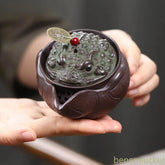 160ml Yixing Purple Clay Handmade Golden Toad Hand Grab Pot Tea Kettle Teaware 07FC0E-D4 - KOEEK