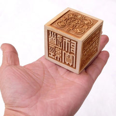 Peach Wood Six Sided Seal Base Jade Emperor Dizang Wang Xuannv Wood Carving 07FC0E-D4 - KOEEK