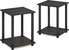 Simplistic Set of 2 End Table, Espresso/Black 07FC0E-D4 - KOEEK