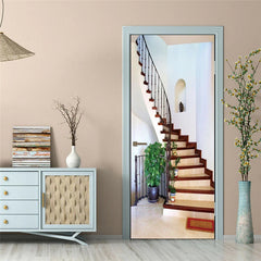 3D Wooden Stairs Self-adhesive Door Mural Door Wall Decals Wallpaper Stickers 07FC0E-D4 - KOEEK