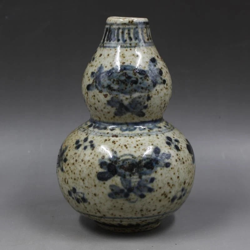 Blue and White Folded Branches Flowers Fruits Gourd Vase Hand-Painted Porcelain 07FC0E-D4 - KOEEK