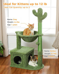 40” cat tower with large metal carpeted hammock, indoor scratching post for cats 07FC0E-D4 - KOEEK