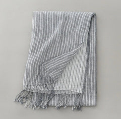 Hot Mens Flax Linen Scarf Breathable Tasseled Striped Shawl Unisex Neckerchief 07FC0E-D4 - KOEEK