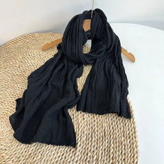 Mens Cotton Linen Scarf Breathable Plain Color Unisex Shawl Neckerchief Scarves 07FC0E-D4 - KOEEK