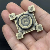 Brass Hand Spinner Retro Mahjong Pattern Poker Skull Pattern Fidget Spinner Toy 07FC0E-D4 - KOEEK