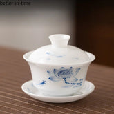 150ml Sancai Gaiwan White Porcelain Tea Bowl Chinese Household High-end Teaware 07FC0E-D4 - KOEEK
