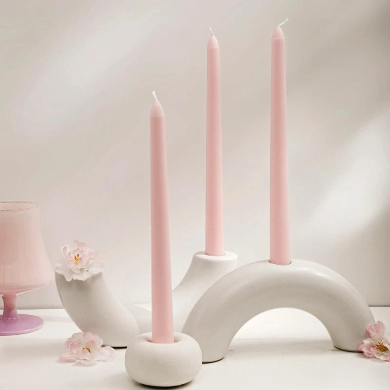 Pink Taper Candles 10'' Valentines Baby Pink Blush Candle Sticks Set of 4 | 07FC0E-D4 - KOEEK