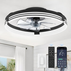 Low Profile Ceiling Fans with Lights and Remote, 20 Inch Flush Mount Ceiling Fan 07FC0E-D4 - KOEEK