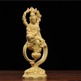 15cm Boxwood Carved Guanyin Statue Wooden Buddha Figurine Home Altar Decor 07FC0E-D4 - KOEEK