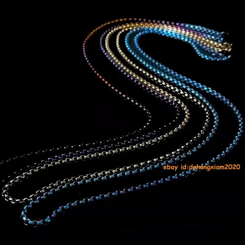 Pure Titanium 3mm Width Square Box Chain Anti-allergy Ultralight Necklace Unisex 07FC0E-D4 - KOEEK