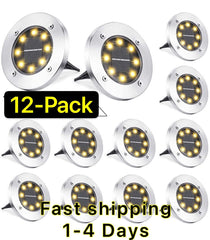 (12PACK) Solar In Ground Lights Outdoor Buried Lamp Disk LED Lawn Pathway Garden 07FC0E-D4 - KOEEK