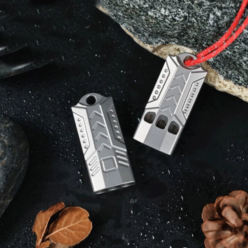 Titanium Keychain 3 Holes Safety Whistle Outdoor Survival Pocket Whistle EDC 07FC0E-D4 - KOEEK