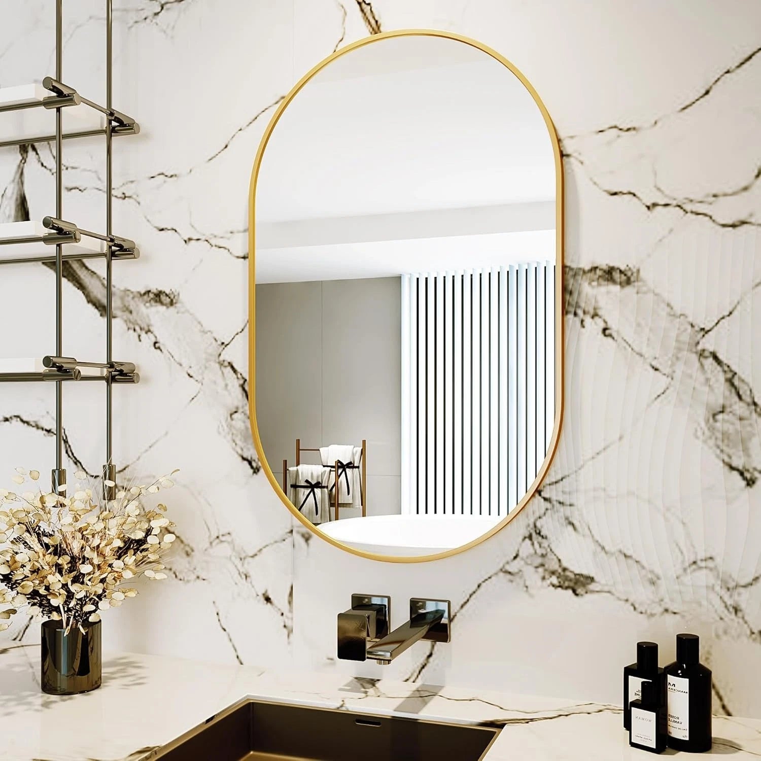 Oval Mirrors,Oval Bathroom Mirrors,20x28 Gold Mirror for Wall,Wall Mirror 07FC0E-D4 - KOEEK