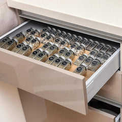Bamboo Spice Rack Tray - Spice Drawer Organizer for Kitchen Cabinets Storage 07FC0E-D4 - KOEEK