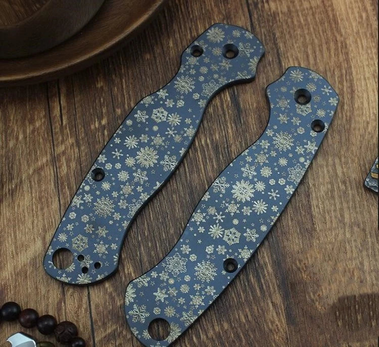 1 Pair Titanium Alloy Handle Scales for Spyderco C81 Para 2 Folding Knives 07FC0E-D4 - KOEEK