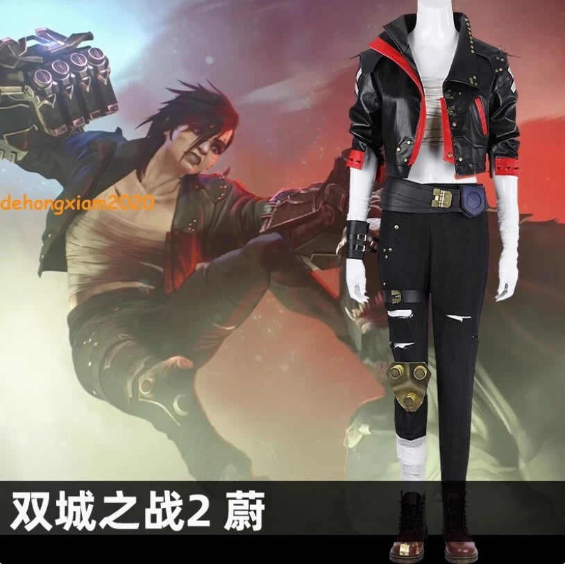 LOL Arcane Season 2 蔚 Vi Costume Women Jacket Trousers Outfits Prop Halloween 07FC0E-D4 - KOEEK