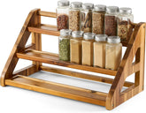Acacia Wood Spice Rack for Countertop - Wooden Tray Holds 24 Jars Spice Racks 07FC0E-D4 - KOEEK
