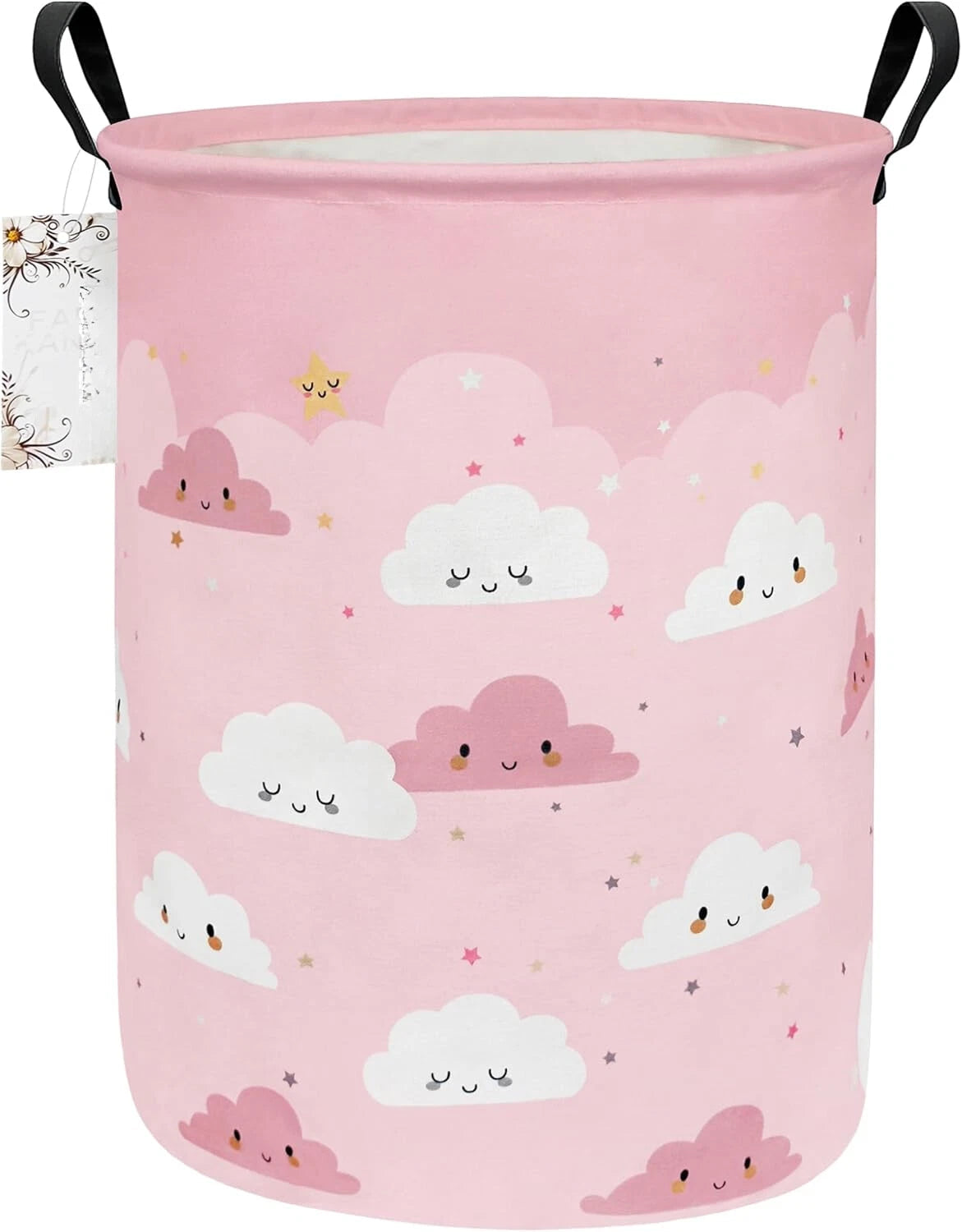 Storage Basket, Nursery Hamper Canvas Laundry Basket Foldable with Waterproof PE 07FC0E-D4 - KOEEK