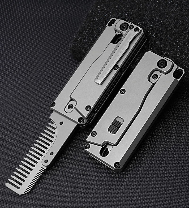 Titanium Alloy Pocket Folded Health Comb Combing Hair Outdoor EDC Multi Tools 07FC0E-D4 - KOEEK