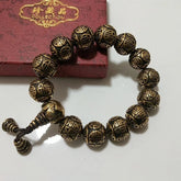 21mm Brass Vintage Fu Character Bracelet Men’s Hand Bead 07FC0E-D4 - KOEEK