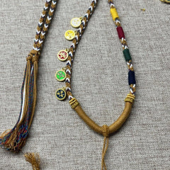 Tibetan Handmade Pendant Cord Necklace for Buddha Dzi Amulet Thangka Jewelry 07FC0E-D4 - KOEEK